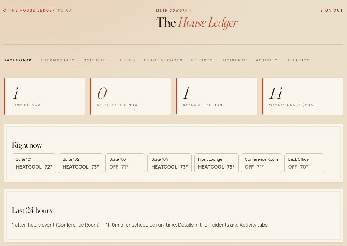 House Ledger HVAC automation dashboard